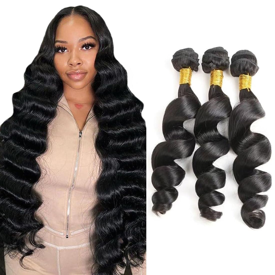 Cheveux naturel unprocessed remy loose deep wave double weft - 15