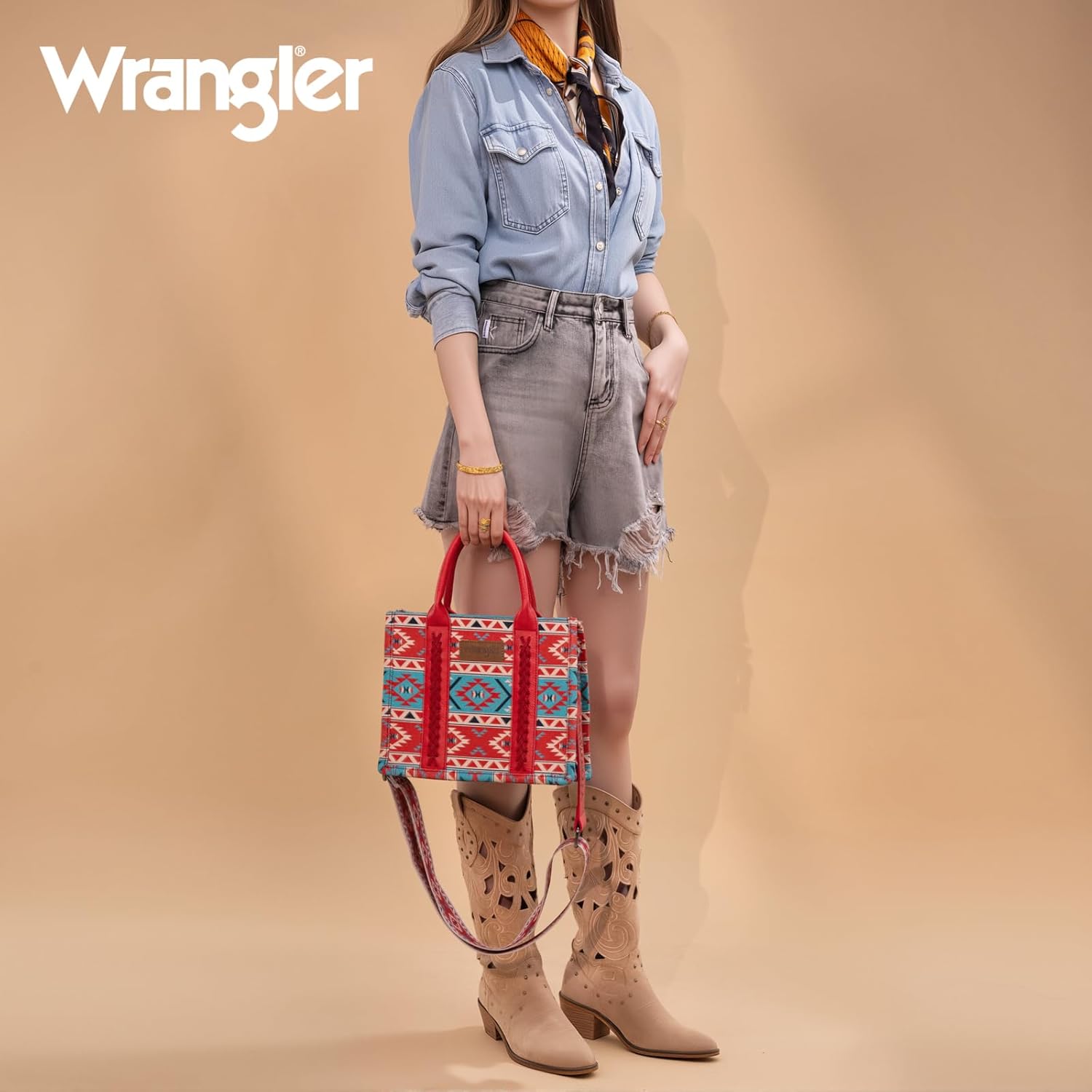 Wrangler Aztec Tote Bag for Women Boho Shoulder Purses and Handbags - Image 3