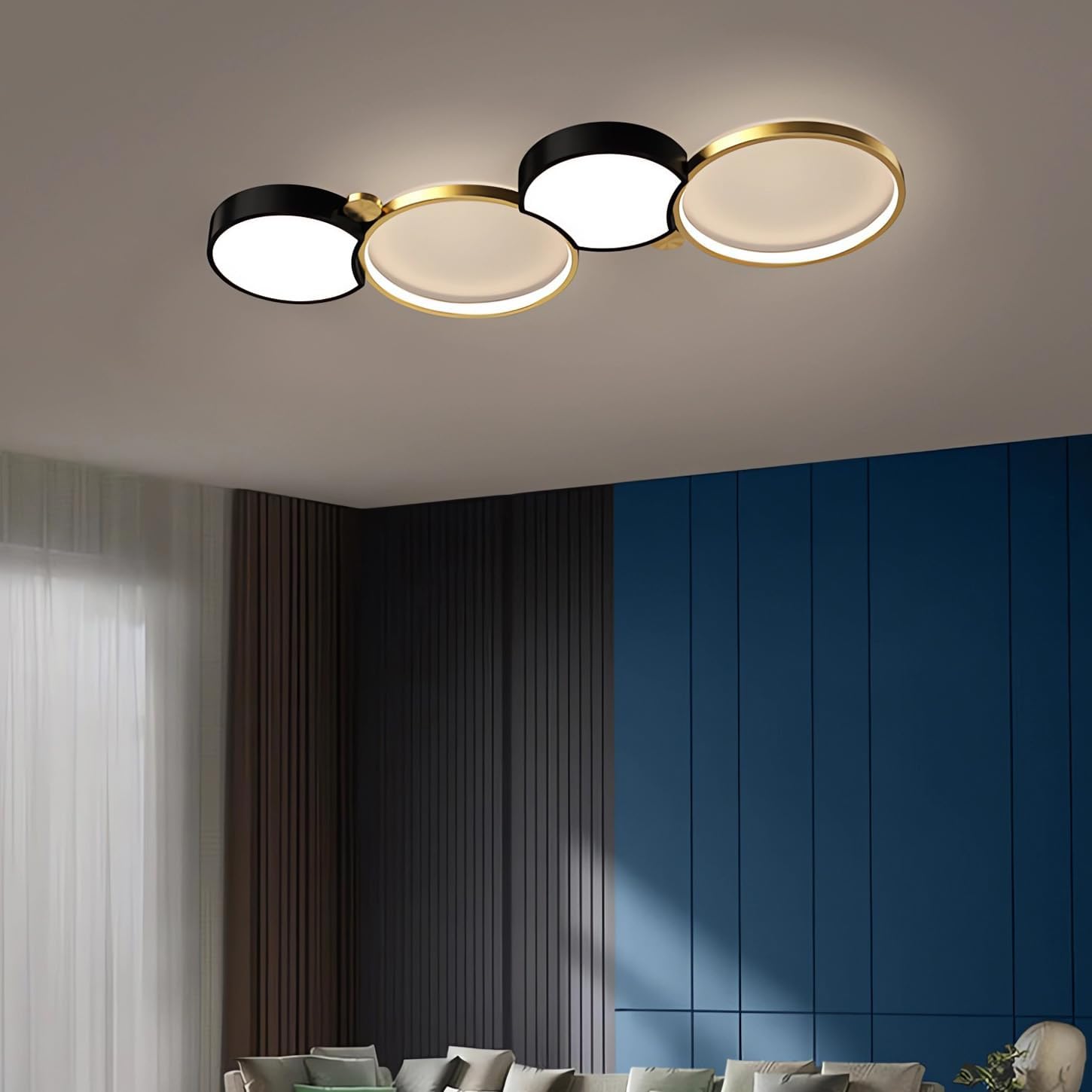 LED Ceiling Light Modern Round Light Fixture 3000k-6000k Dimmable Living Room Light Fixture with Remote Control Acrylic Flush Mount Ceiling Lamp for Bedroom Dining Room Kitchen (4 Heads)