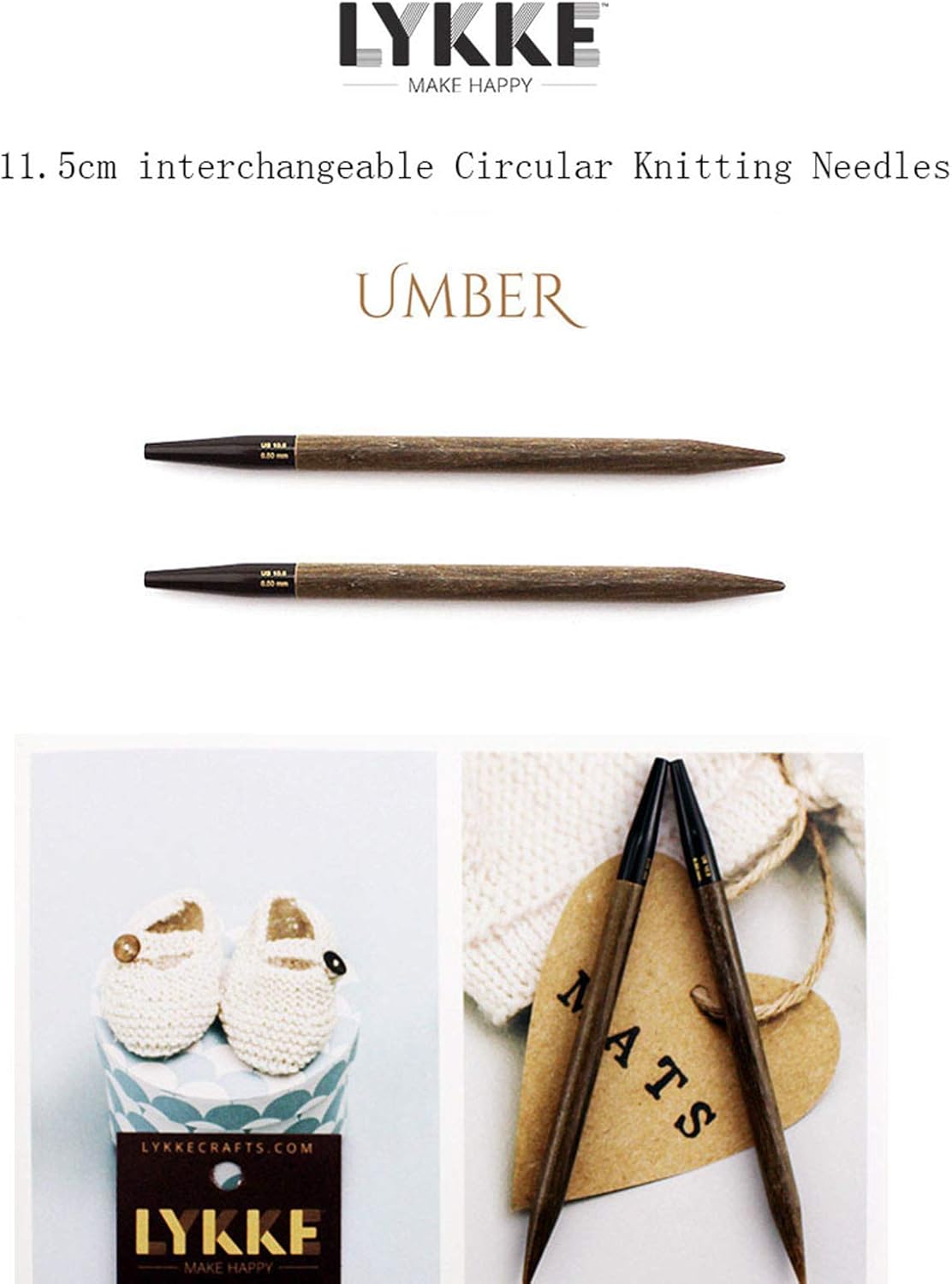 Lykke Umber 5'' / 11.5cm Interchangeable Needle Tips Single Pairs Make Happy (US 8/5.0mm)