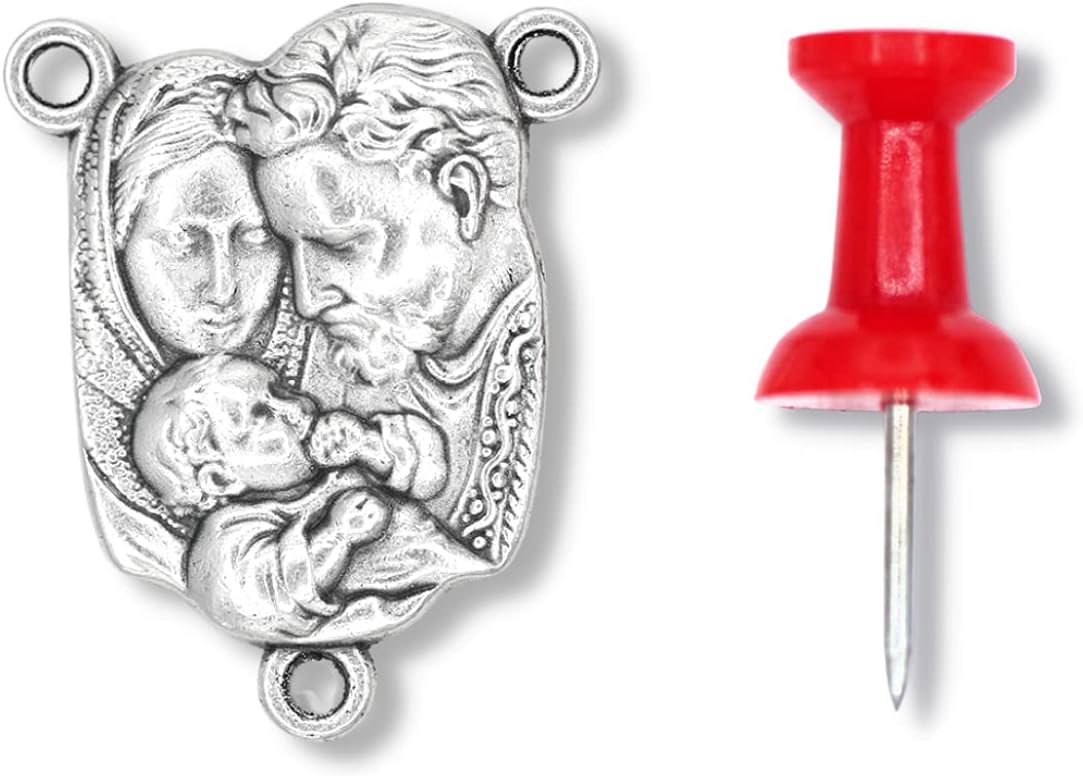 Gifts Catholic Inc. Pack of 10 - Holy Family Centerpieces for Rosary - 1" Silver Oxidized Bulk Rosary Making Supplies - Made in Italy - Image 5