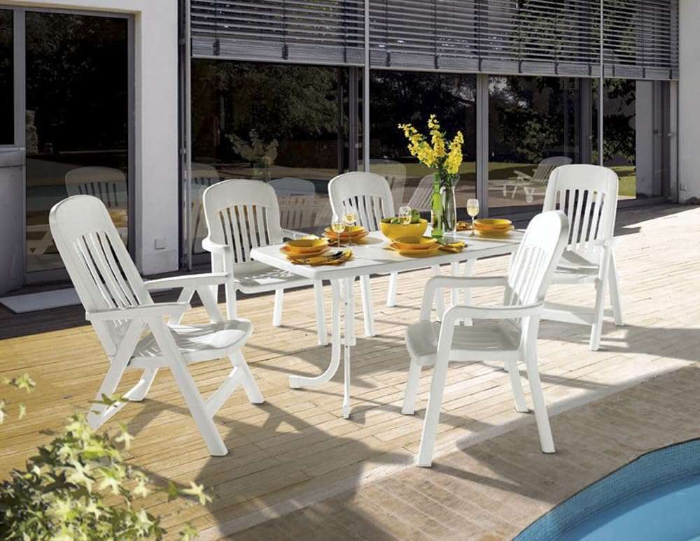 Sieger 152/W - Mesa de Comedor para Exterior (Plegable), Color Blanco, 140 x 90 cm