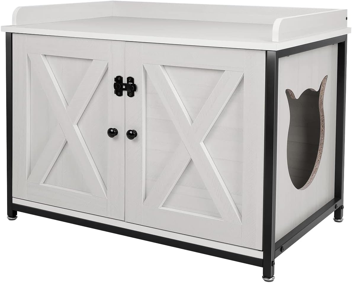 AZAMIA Cat Litter Box Furniture Hidden, Wooden Kitty Litterbox