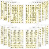 Zonon 1408 Pcs Iron on Letters and Numbers 0.75 Inch Heat Transfer Letters Numbers Adhesive Applique DIY Fabric Vinyl Alphabets for Clothing Printing Crafts Decorations, 16 Sheets(Gold)