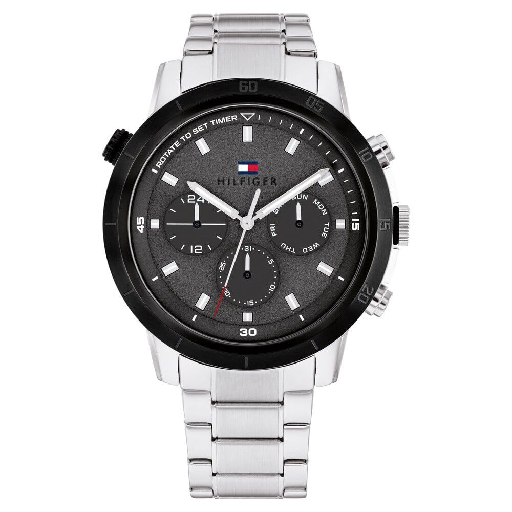 Tommy Hilfiger Quartz Multifunction Grey Stainless Steel Strap for Men-TH1792106 (B0CW9LYVT6) Amazon Price History, Amazon Price Tracker