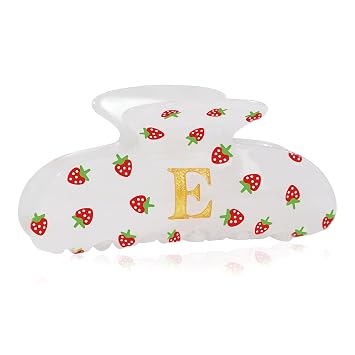 Initial Strawberry Hair Clips for Women - Teen Girl Gifts Trendy Stuff, Y2K Accessories Strawberry Print Hair Accessories, Wedding Bridesmaid Birthday Valentines Day Gifts for Girls, Letter E