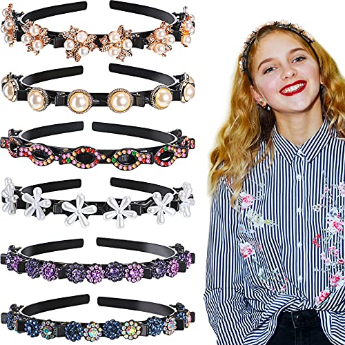 6 Pieces Double Bangs Hairstyle Hairpin, Double Layer Twist Plait, Korean Braided Headbands with...