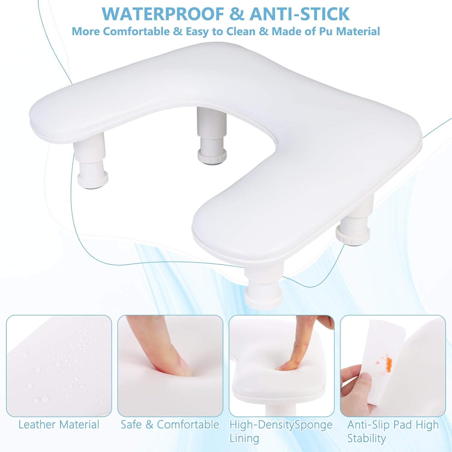 Professional Nail Tech Hand Rest with Nail Mat - Height-Adjustable U-Shaped Manicure Arm Cushion, Large Microfiber PU Leather Pillow for Acrylic Nail Technicians（White）