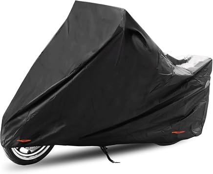 X AUTOHAUX Full Cover Motorcycle Cover 210D-PU Black for Honda Super Cub 110 2017-2023 Outdoor Waterproof Motorbike Cover