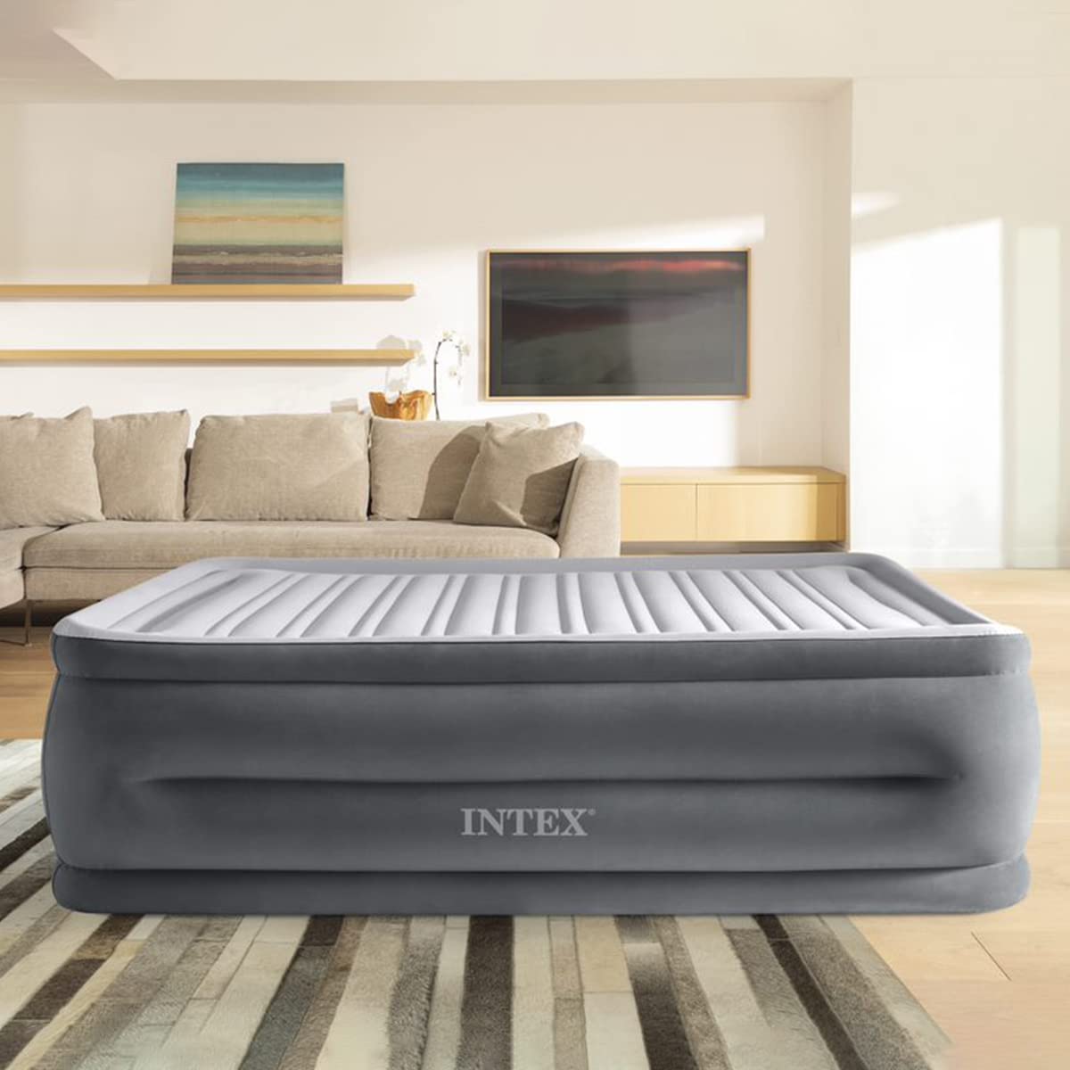 Intex Colchón hinchable de alta altura con BIP de la serie Dura-Beam 64418NP, gris