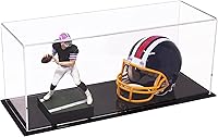Vista 190 de Better Display Cases Acrílico 2 Mini casco de fútbol (no tamaño completo) vitrina con base de césped transparente (V46/A019)
