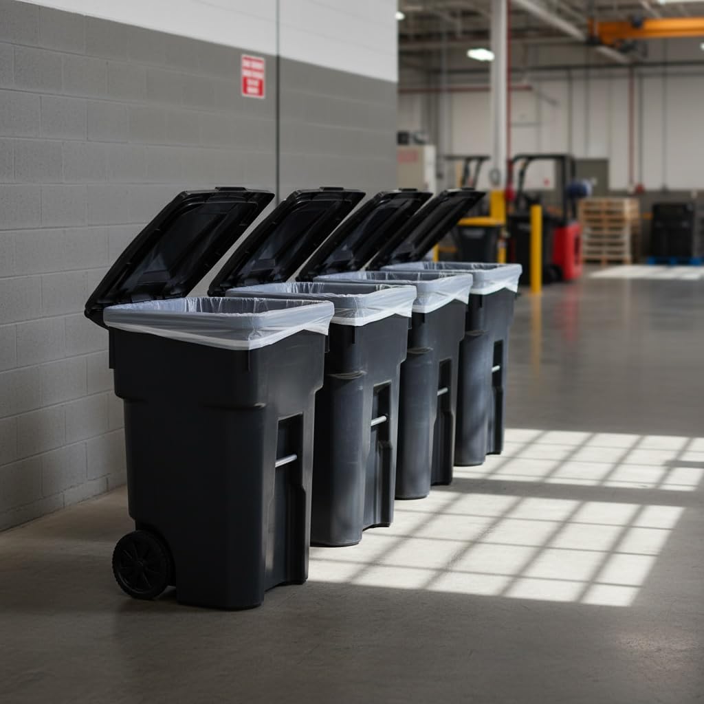 48 Gallon Garbage Cans Trash Cans With 2 Rugged Wheels Ergonomic Handle And Lid Heavy Duty Construction Built For Toughness And Maximum Impact Resistance Perfect For Both Indoor Or Outdoor Use
