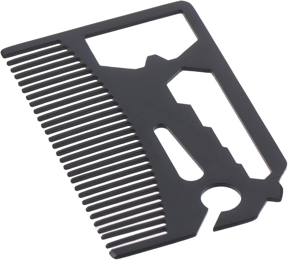 Multifunctional Utility Credit Card Size Comb, Multi Tool Bottle Opener, Stainless Steel Credit Card Tool Fits in Your Wallet