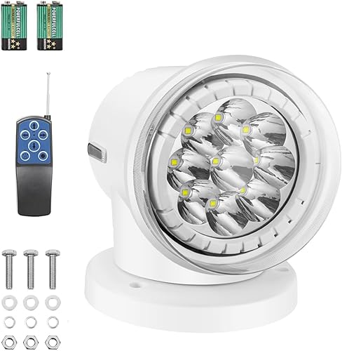 Luz LED de búsqueda con control remoto para Tuck, lámpara blanca de reserva de reinicio automático marino, 60 W, 5000 lm, búsqueda de caza, 360