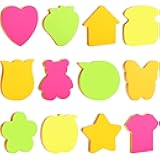 Leinuosen 12 Pieces Sticky Notes Shape 3 Inch Bright Colors Self-Stick Pads Multiple Colors Sticky Notes Back to School Gifts for Classroom Office Supply, 100 Sheets/pad(Novel)