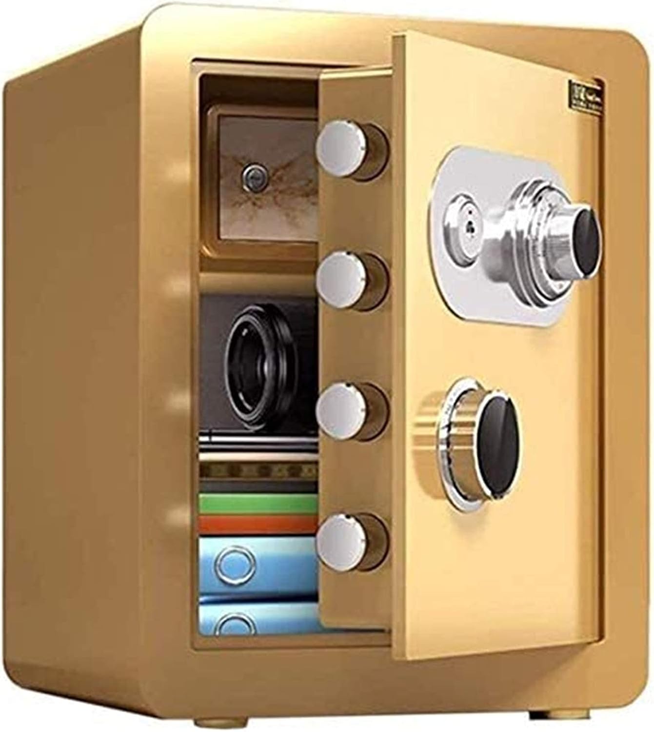 Fireproof Waterproof Safe and Money Box, Safety Boxes for Cabinet Home Safes Combination Lock, Steel Mechanical Anti-Theft Device Key Password