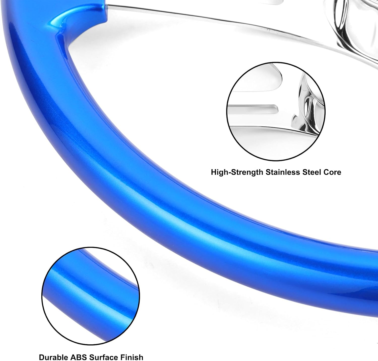 18inch Truck Steering Wheel, 4 Spoke Aluminum Chrome Plated Steering Wheel for Semi-Trailers,for Kenworth,for Peterbilt,for Volvo, Freightliner Trucks (Blue)