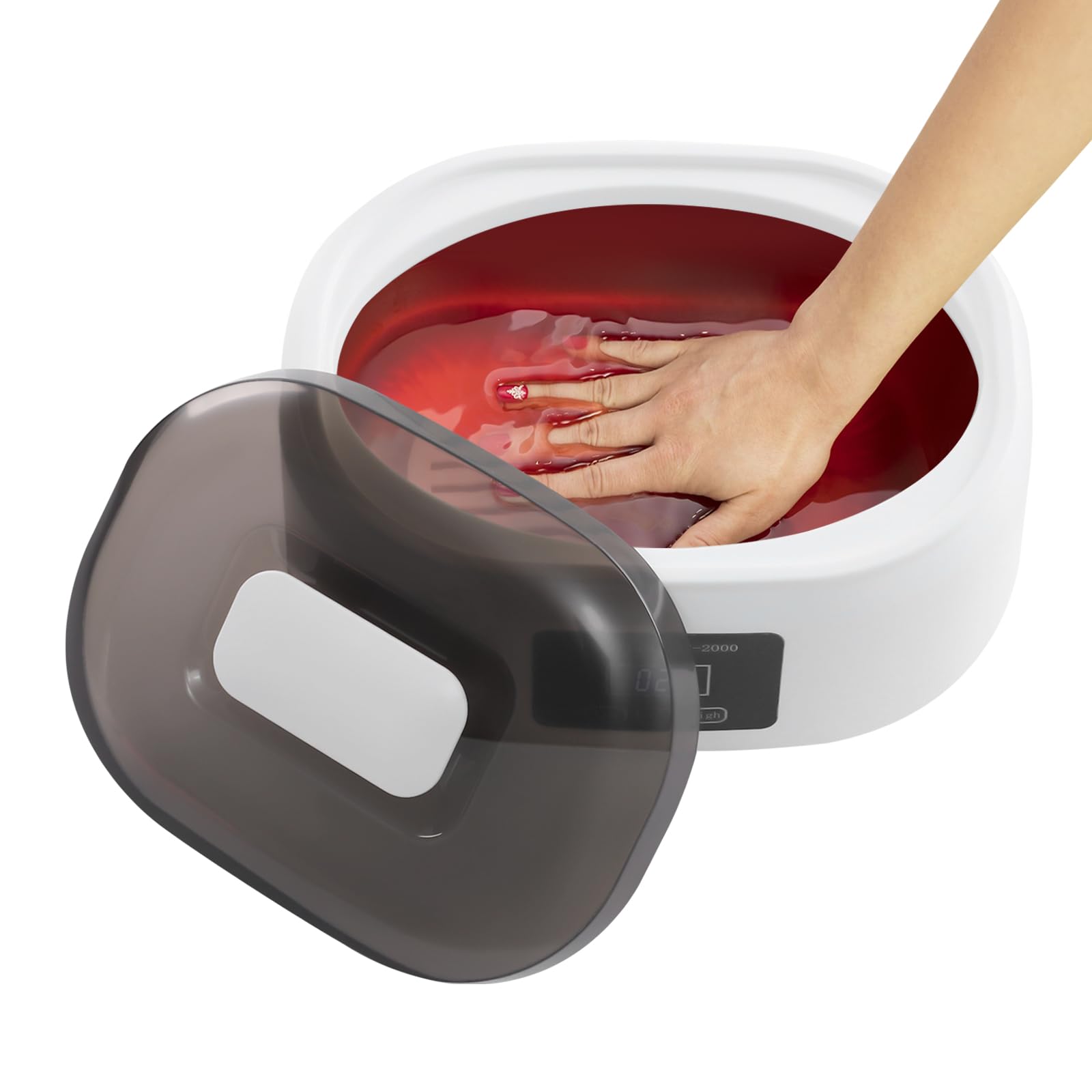 Fondeur de cire, bain de paraffine pour mains et pieds, 3400 ml, bain de paraffine pour peaux sèches et rugueuses, avec gants thermiques (blanc)