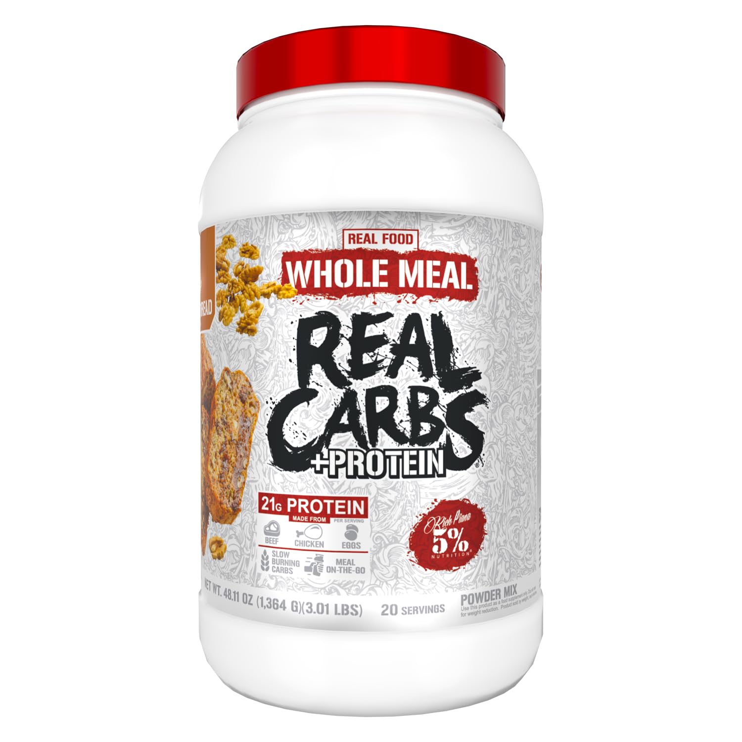 Amazon.com: 5% Nutrition Rich Piana Real Carbs + Protein | Clean