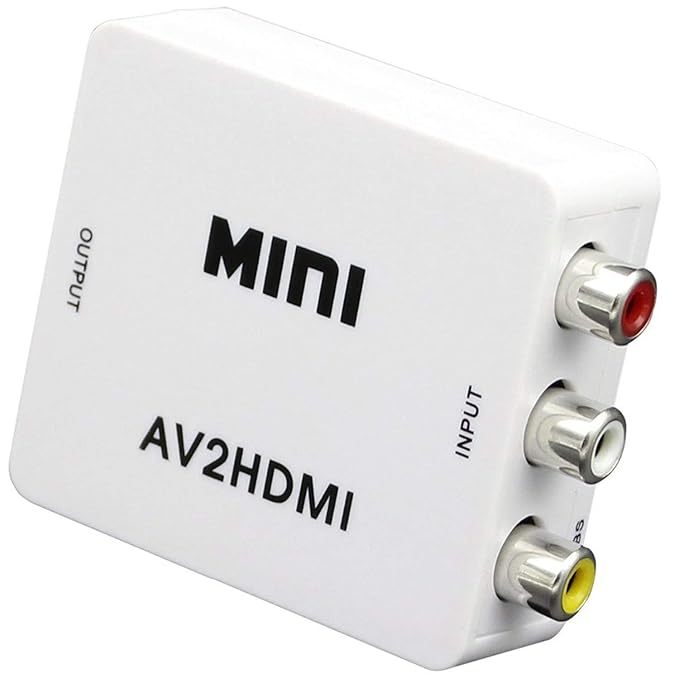 Posh Mini AV to HDMI, Full HD 1080p Mini RCA Composite CVBS AV to HDMI Video Audio Converter Adapter AV2HDMI with USB Charge Cable for PC Laptop Xbox PS4 PS3 TV (PO-MINI-AV2HDMI-0078)
