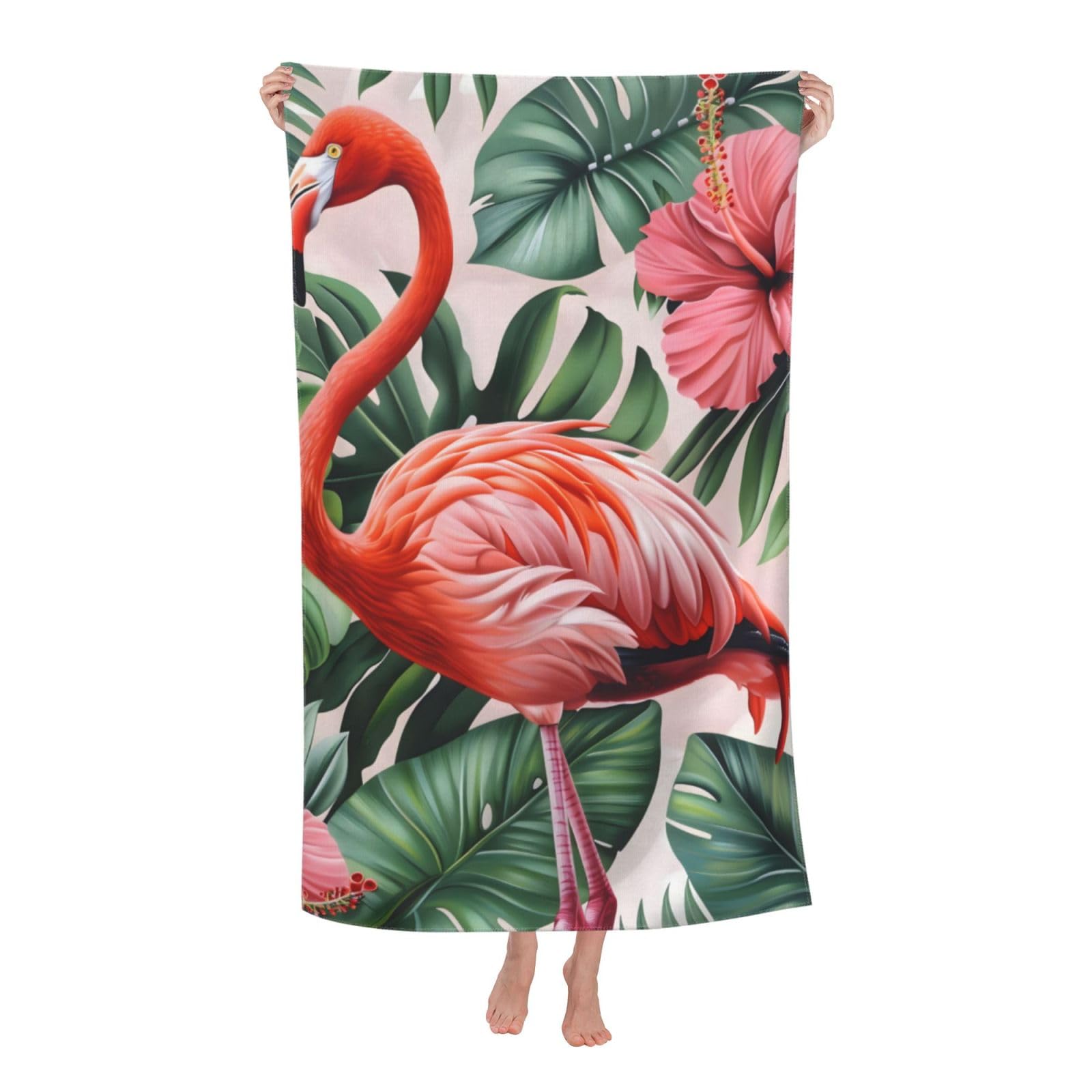 HLBSDM Flamingo Tropical Beach Towel 31inx51in Pink Bird Sand Free Microfiber Bath Towel Ultra Soft Quick Dry Pool Towel Absorbent Towel Lightweight Towel for Swimming Bathroom Decor