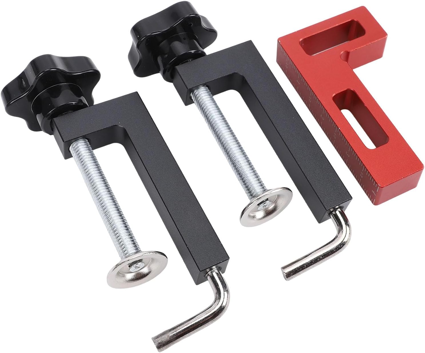 Zunate 90 Degree Positioning Square with 2 Clamps, Aluminum Alloy Corner Clamp Set for Woodworking Cabinet Frame Assembly, Fits Materials Up to 2.16 Inch Thick