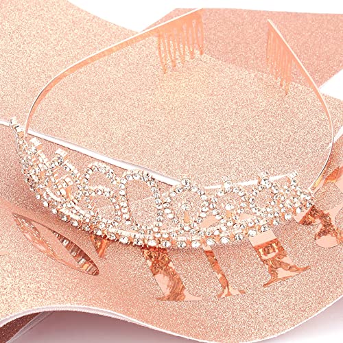 Corona y banda de 60 cumpleaños para mujer set rosa 6
