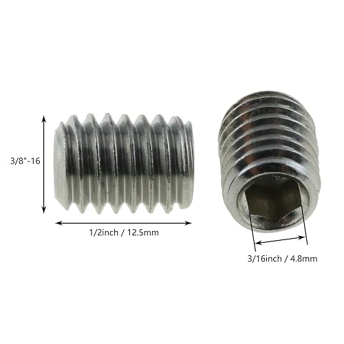Miniatura 3 de Juego de tornillos LUORNG 10pcs 3/8 in-16 X 1/2 in Tornillos hexagonales de punta plana