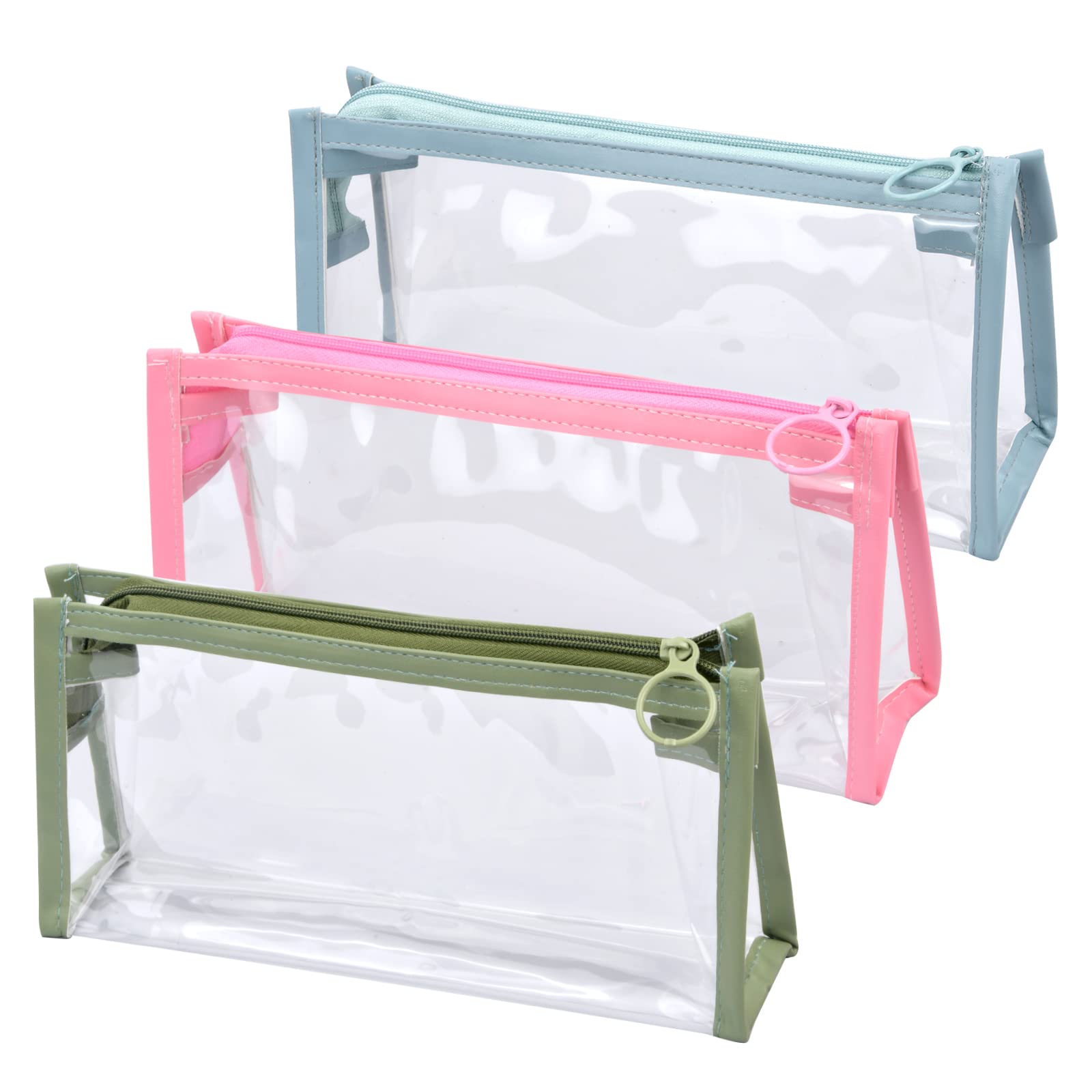 3 Piezas Estuche Transparente Impermeable de Colores Multifuncional Estuche de Lápices de Gran Capacidad Bolsa de lápiz Organizador de Papelería para Niñas Niños Adolescentes Estudiantes Adultos