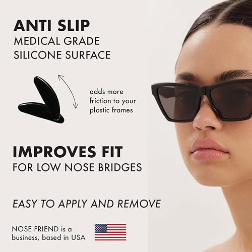 Miniatura 4 de NOSE FRIEND 10 pares (negro y transparente)  Almohadillas de nariz ADD Grip para gafas  Antideslizantes  Puente de nariz pequeño  (5 pares negros y