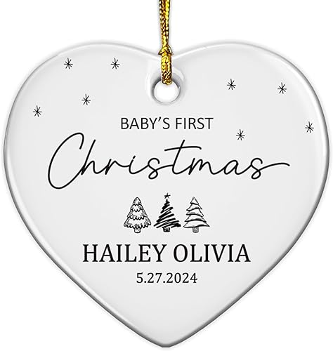 Adorno personalizado para la primera Navidad del bebé 2024, adorno de Navidad para bebé, adorno de Navidad de primer niño, adornos de cerámica para