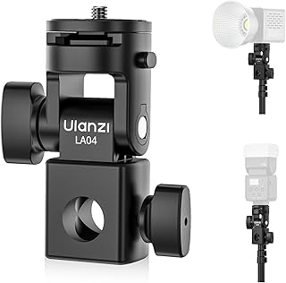 محول تثبيت حامل الضوء مع برغي 1/4 بوصة سريع الفك لمصباح الكاميرا الحلقي يناسب حامل المصباح ذو الرأس المسطح/ ذراع الرافعة/ الحامل C مع إمالة 180 درجة كحد أقصى من اولانزي، LA04 حمولة 3 كيلوجرام.