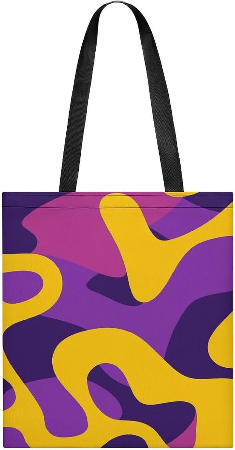 Yellow And Purple Pattern Tote Bag Large Treat Bags for Women Men