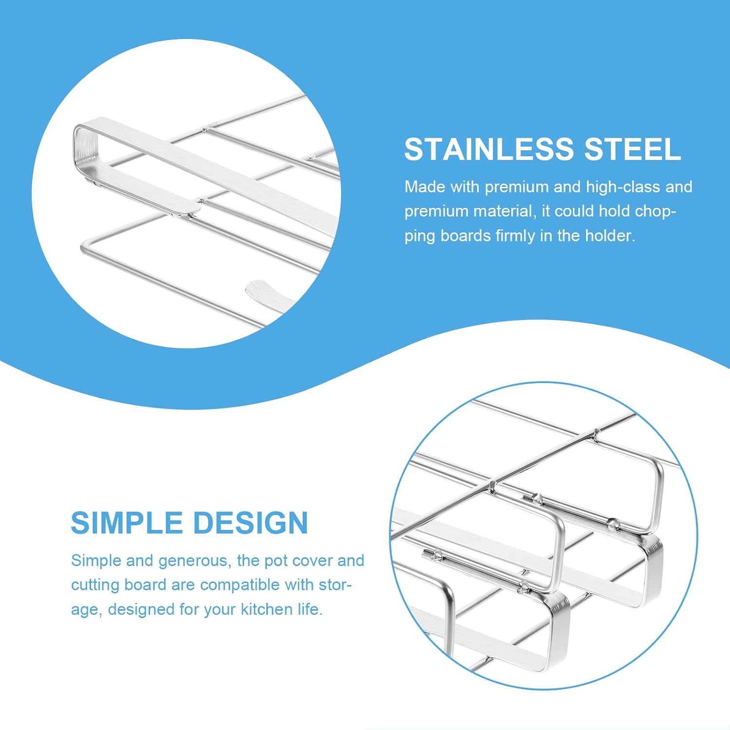 Cabinet Stainless Steel Cutting Board and Pot Lid Holder Rack, Kitchen Cabinet Hanging Storage Organizer for Chopping Boards and Pan Covers