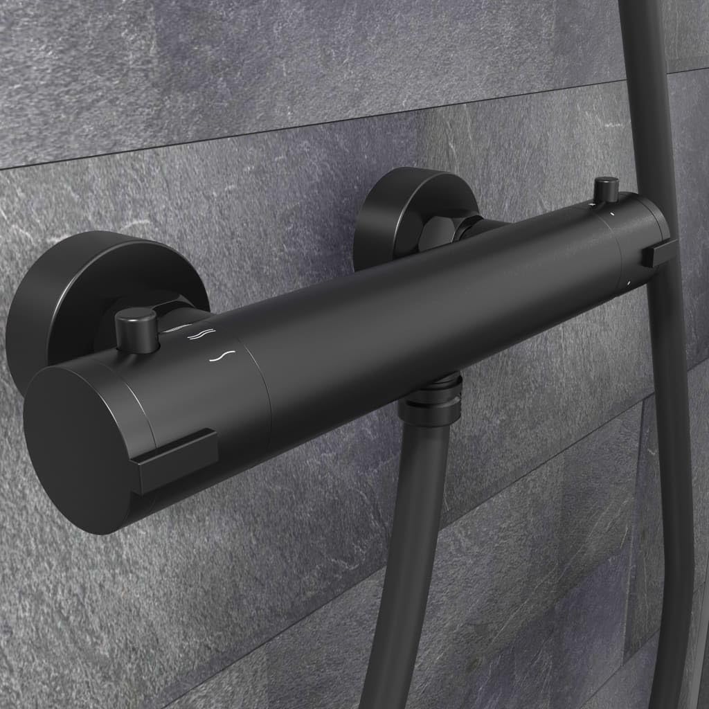 SCHÜTTE 52466 London Thermostatic Shower Mixer Tap with Scalding Protection at 38 °C Matte Black - Image 2