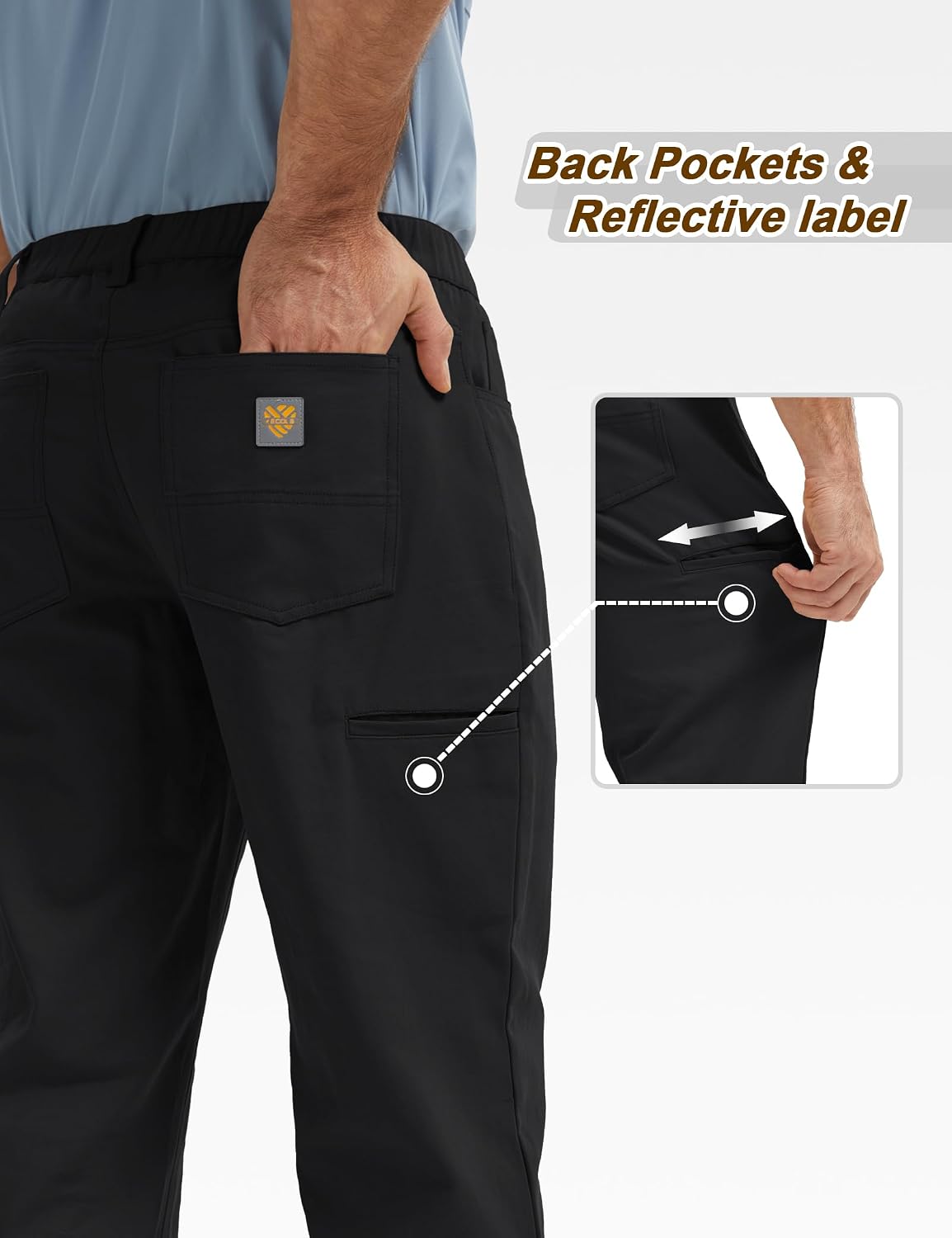 Men's Work Pants Stretch & Sturdy Relaxed Fit Canvas 5-Pocket for Construction