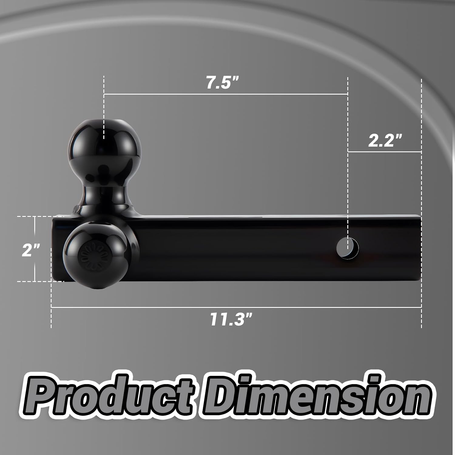 TOSWELL Trailer Hitch Tri Ball Mount, 1-7/8 Inch, 2 Inch and 2-5/16 Inch Tri Ball Hitch, Fit 5/8" Hitch Pin & 2 Inch Receiver, Black - Image 4