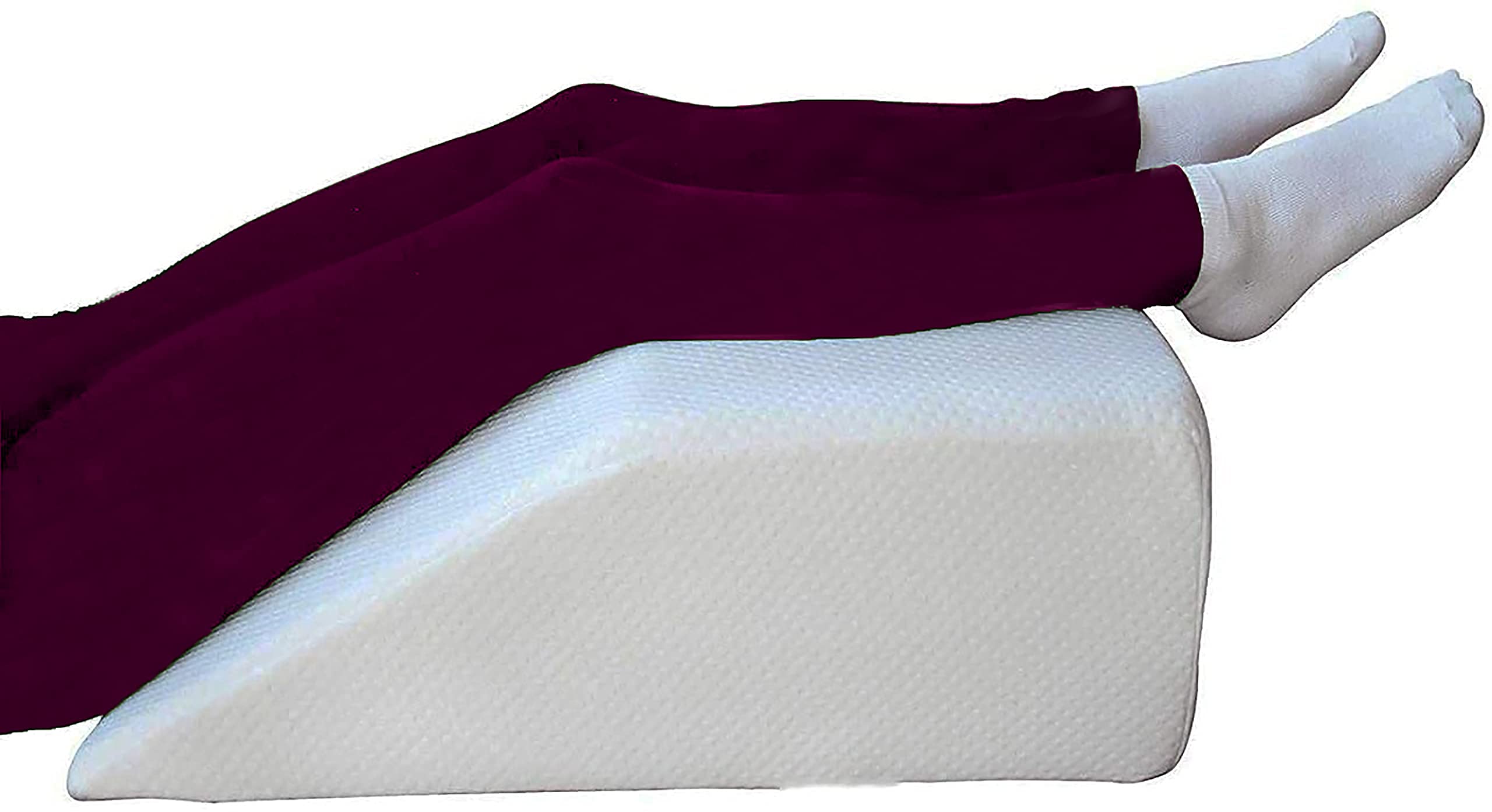 Ease-N-Comfort White Leg Pillow - Elevating Body Wedge Upholstery Foam Rest Support - Breathable Washable Quilted Cover-Post-Surgery, Ligament Fracture, Reduces Leg, Knee, Ankle Pain, Improves Circulation