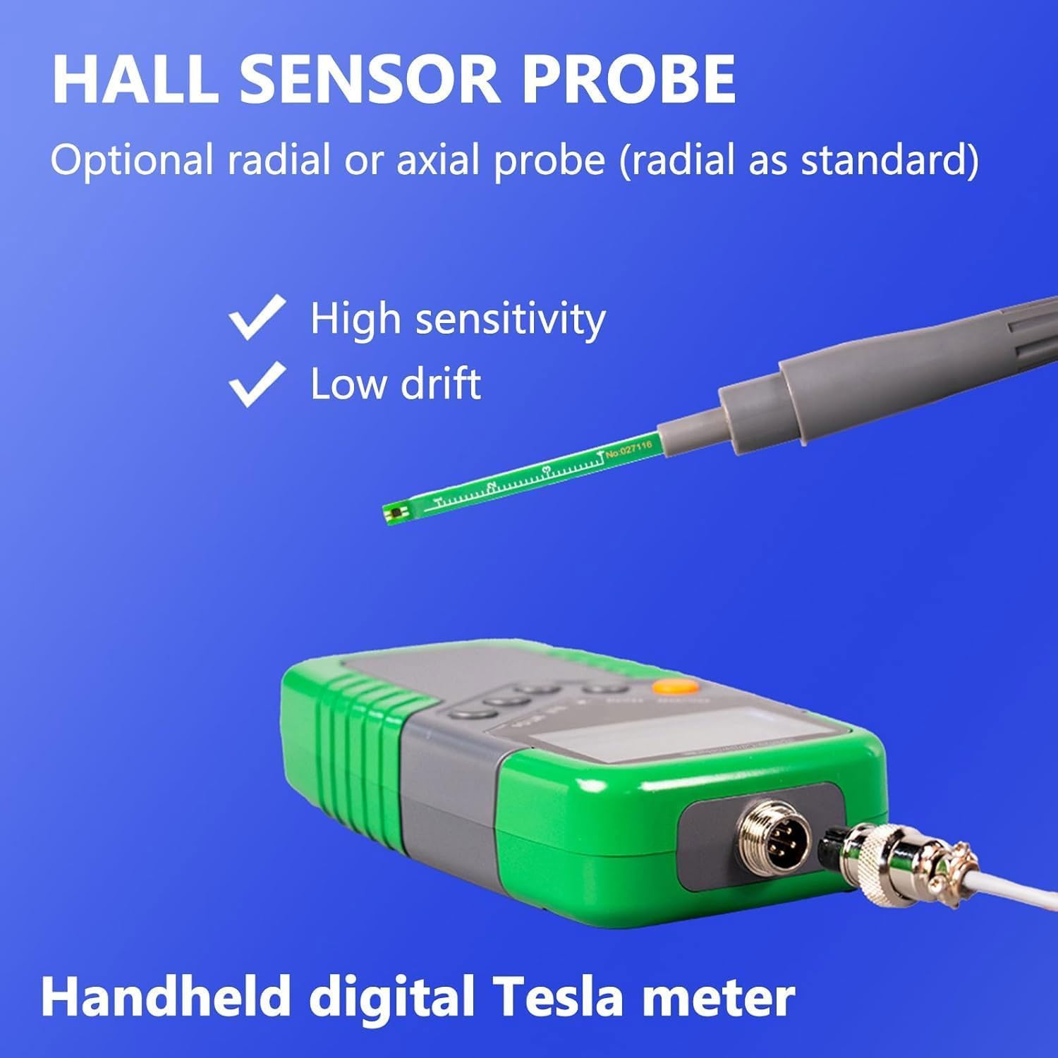 Medidor digital Gauss, medidor EMF con rango de medición máximo 2400 mT, precisión ± 5%, pantalla retroiluminada, conversión de unidades MT/G, cero automático, probador de campo magnético de