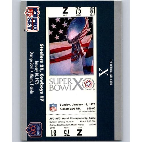 1990 Pro Set NFL Football Super Bowl 160#10 SB X Ticket Pittsburgh Steelers/Dallas Cowboys Official Trading Card of the National Football League