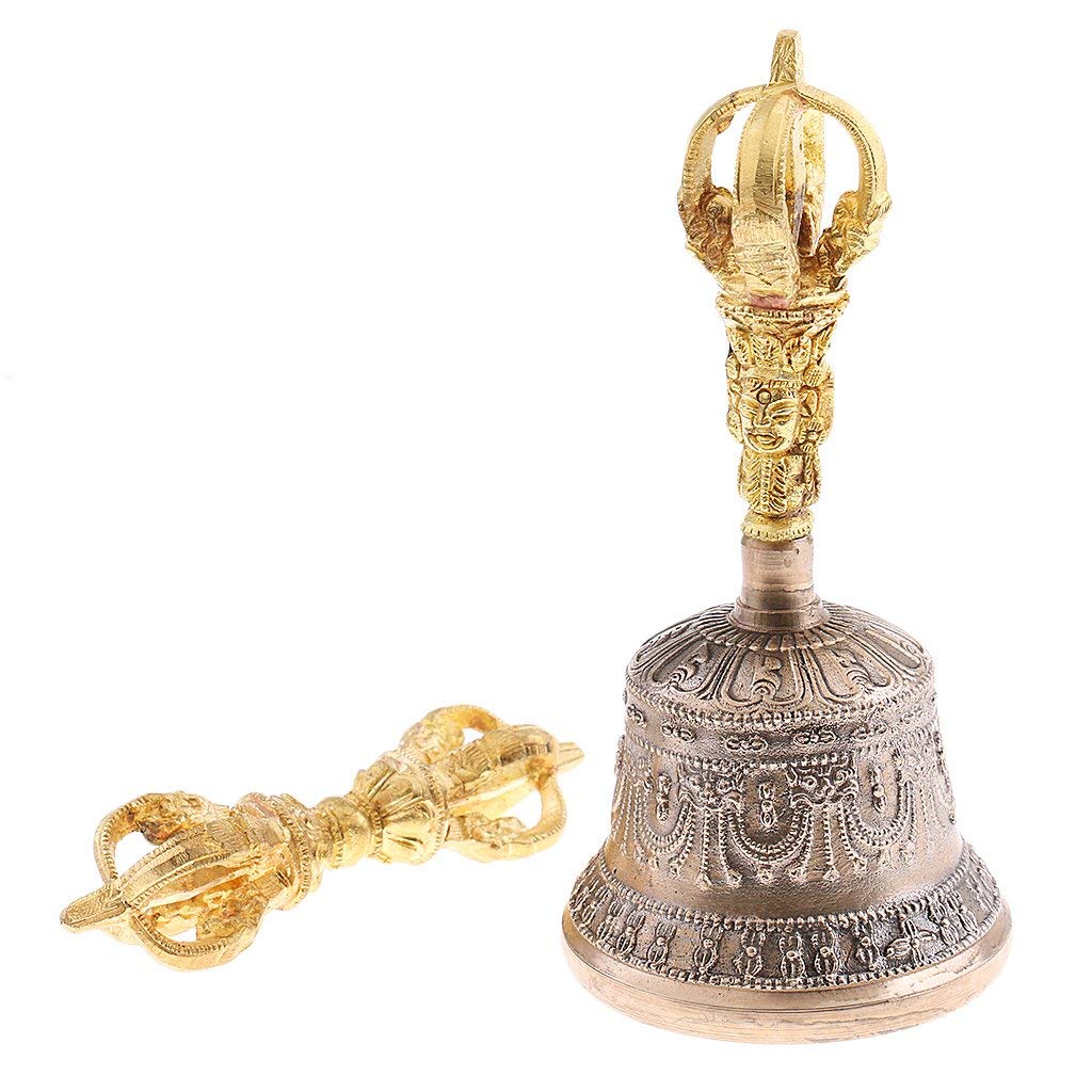 Backbayia Dorje Vajra Tibetan Buddhist Copper Vintage Style Bronze Bell Prayer Bell, 230270-3, S