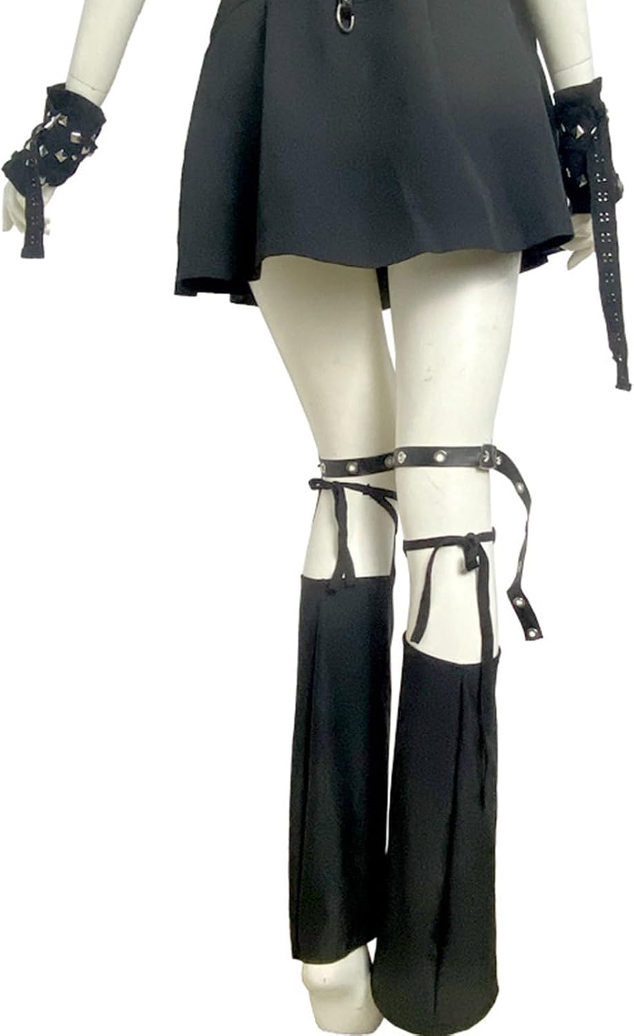 Women Punk Star Harness Strappy Flared Leg Warmers Japanese Straps Foot Covers Grunge Footless Socks Streetwear Punk
