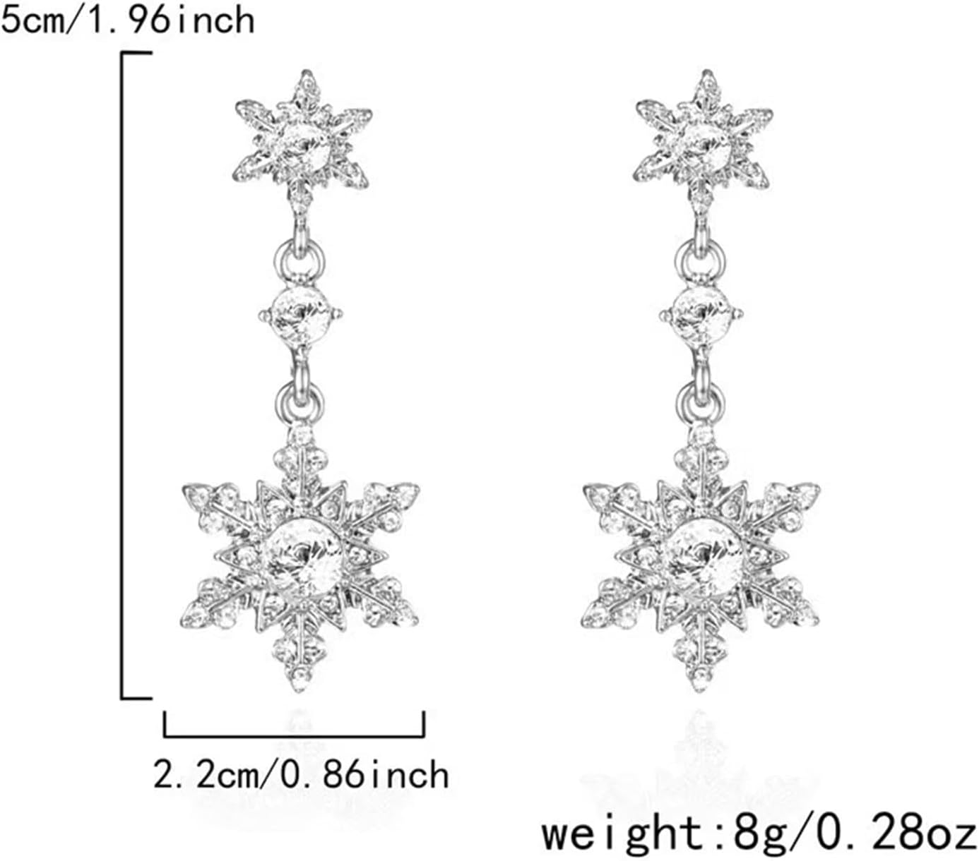 Snowflake Earrings for Women Dainty Snowflakes Drop Dangle Earring Sparkly Crystal Flowers White Zirconia Snowflakes Stud Earrings Christmas Holiday Jewelry Gifts - Image 4