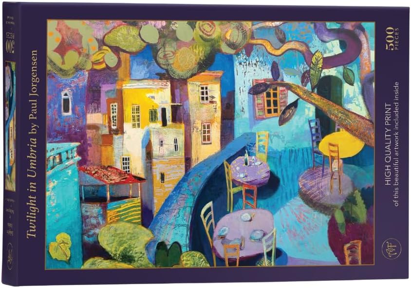 Art & Fable Puzzle Company Twilight in Umbria by Paul Jorgensen, 500 Piece Fine Artwork Premium Adult Jigsaw Puzzle