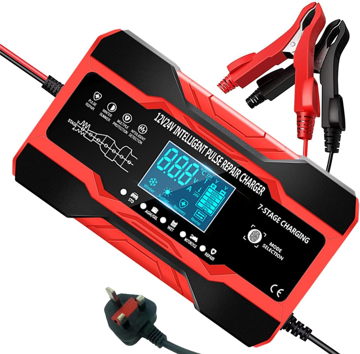 SANON Car Battery Charger, 12V and 24V Smart Fully Automatic Battery