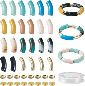 Crafans 110 Acryl-Röhrenperlen Transparent – 11 Stile, Für Bambus-Armbänder & Schmuck