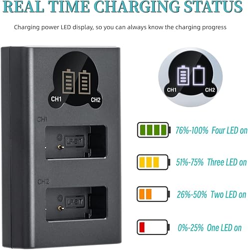 Miniatura 2 de Cargador de batería LP-E17 compatible con Canon EOS RP, Rebel T6i, T7i, T8i, T6s, SL2, SL3, M3, M5, M6, 200D, 77D, 750D, 760D, cámaras