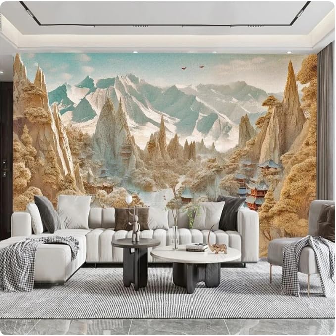 Carta Da Parati Fotografica Moderna Semplice Paesaggio Giallo Murale Soggiorno Ristorante Sfondo Muro Decorazioni Per La Casa Pittura 400Cm(W)*280Cm(H)