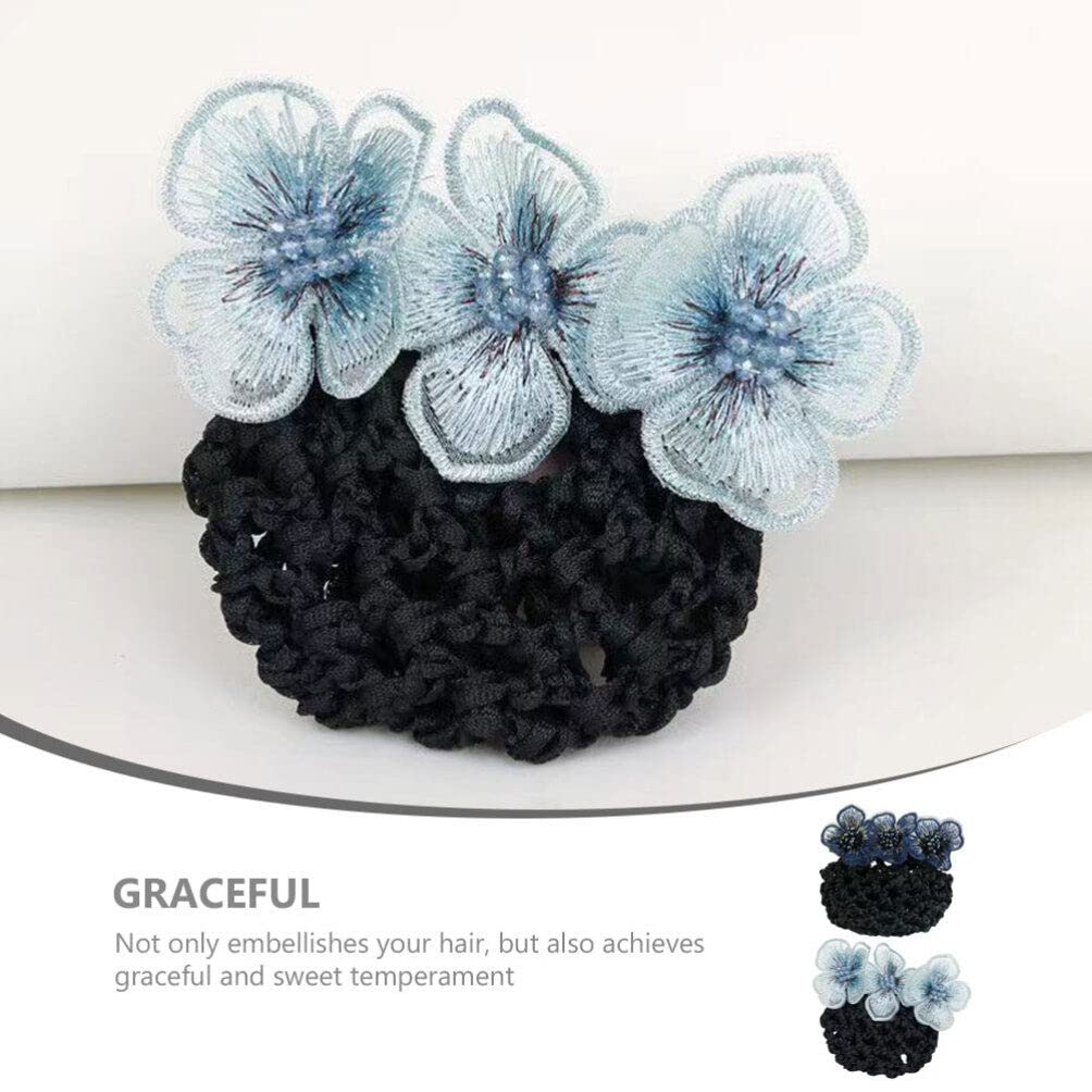 FOMIYES 2pcs Hair Bun Cover Net Flower Decor Elegant Mesh for Dancers Flight Attendants for Formal Occasions Stylish Accessory for Unique Hairstyles