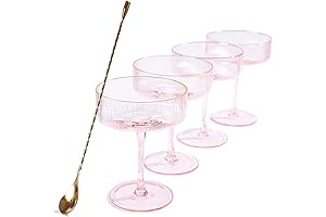 Blush Pink Vintage Ribbed Martini Glasses – For the Perfect Cocktail Experience